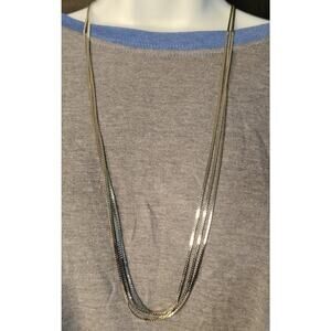 Napier Three Strand Silver Colored Chain Necklace